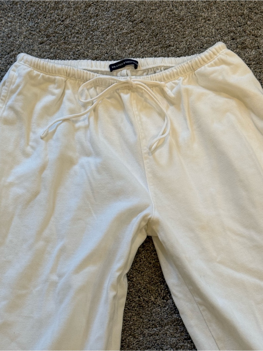 White Drawstring Brandy Melville Sweatpants - Picture 3 of 5